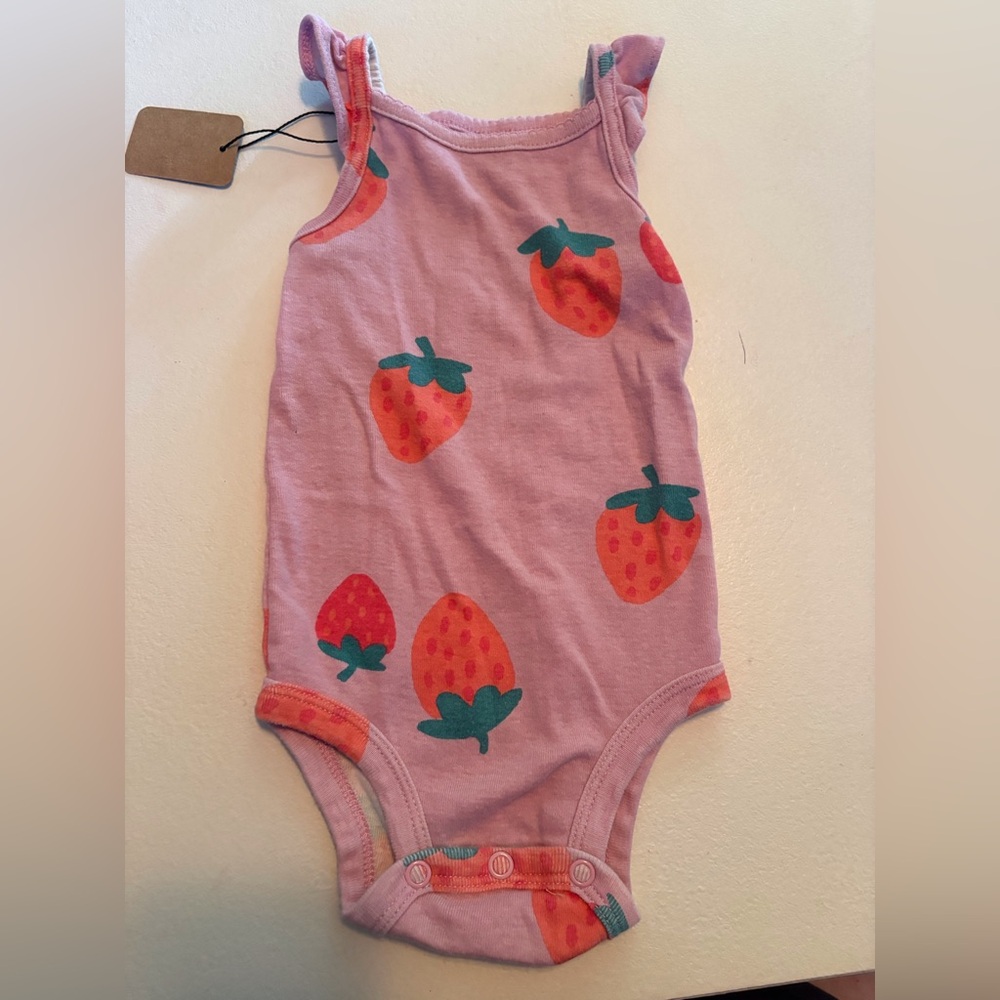 Carter's Pink and Red Strawberry Bodysuit One Piece